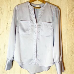 Women long sleeve powder blue blouse